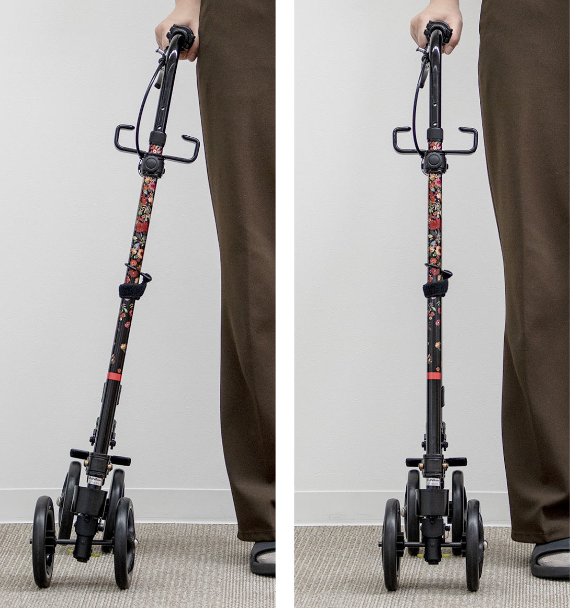 フジホーム 杖 ブーケ 車輪付き 高さ調節 ハンドレールステッキ 介護