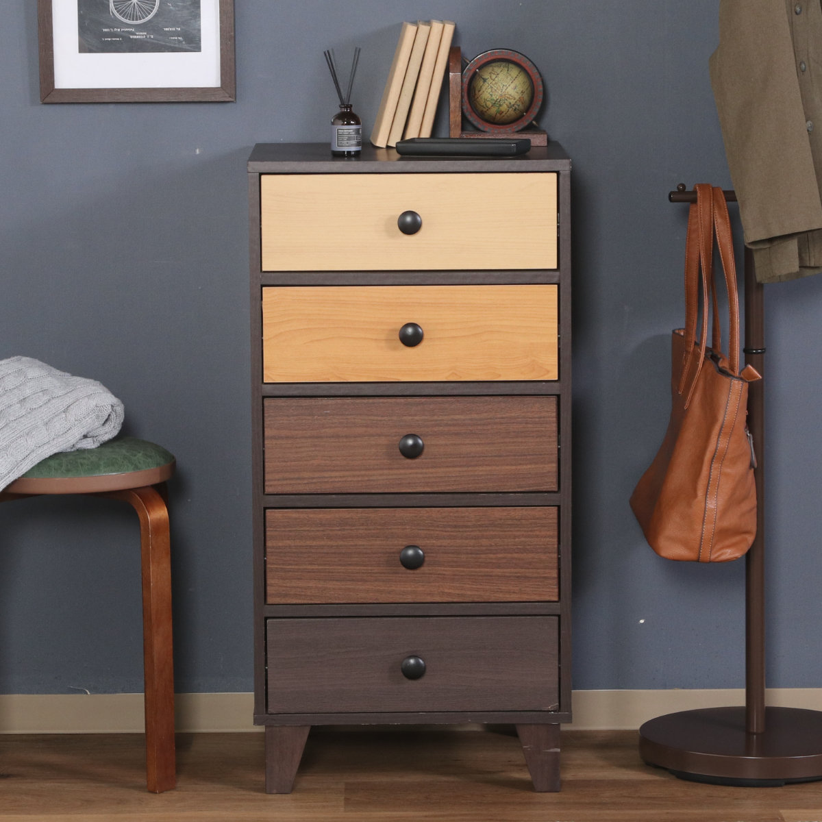 不二貿易（Fuji Boeki） チェスト 幅44.5cm 5段 北欧風 4カラー前板