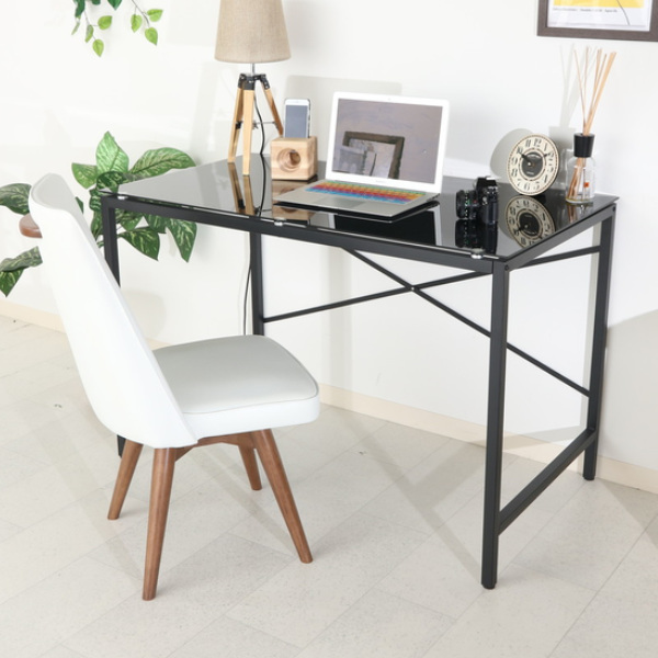 不二貿易（Fuji Boeki） デスク 幅110cm ガラス 机 ガラス天板 ワーク