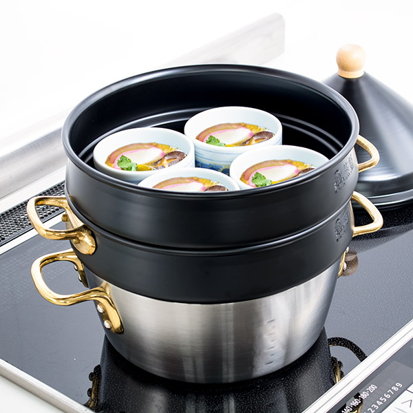 せいろ 21cm 蒸籠 ブラック 6点セット ステワ 蓋 両手鍋 蒸し器 業務用
