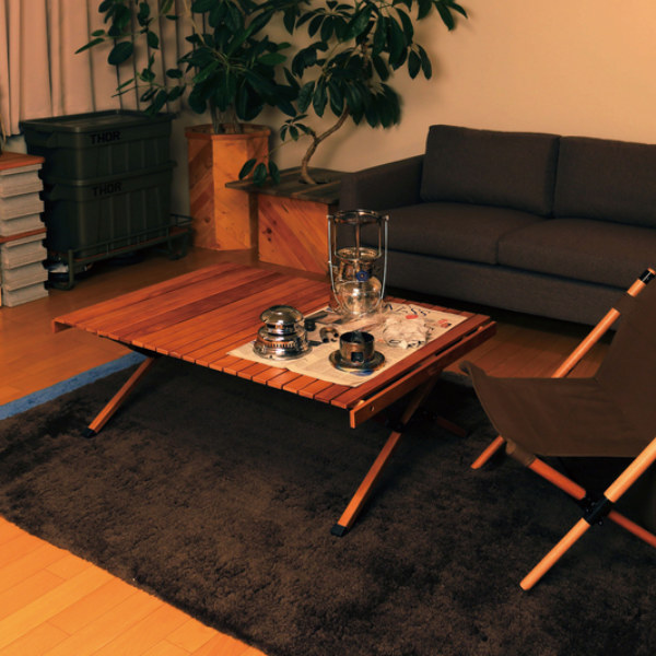 弘益 アウトドアテーブル 木製 幅100×奥行70×高さ40cm ウッドテーブル