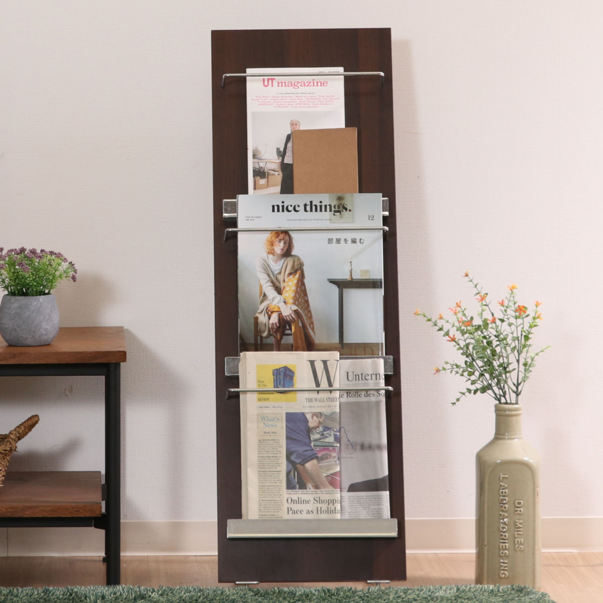 不二貿易（Fuji Boeki） マガジンラック 幅30cm 3段 スリム 木目調