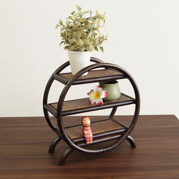 籐製 飾り棚 3段 アジアン家具 幅30cm （ 収納 収納ラック アジアン