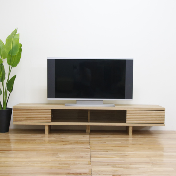 丸田木工 テレビ台 ローボード 天然木前板 ダークガラス引き戸 Ride 約