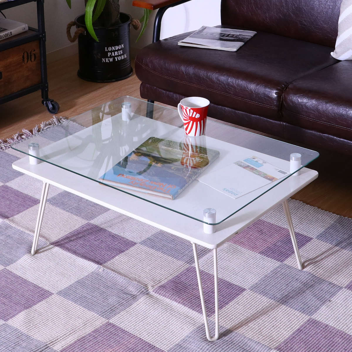 不二貿易（Fuji Boeki） ローテーブル 幅70cm ガラステーブル