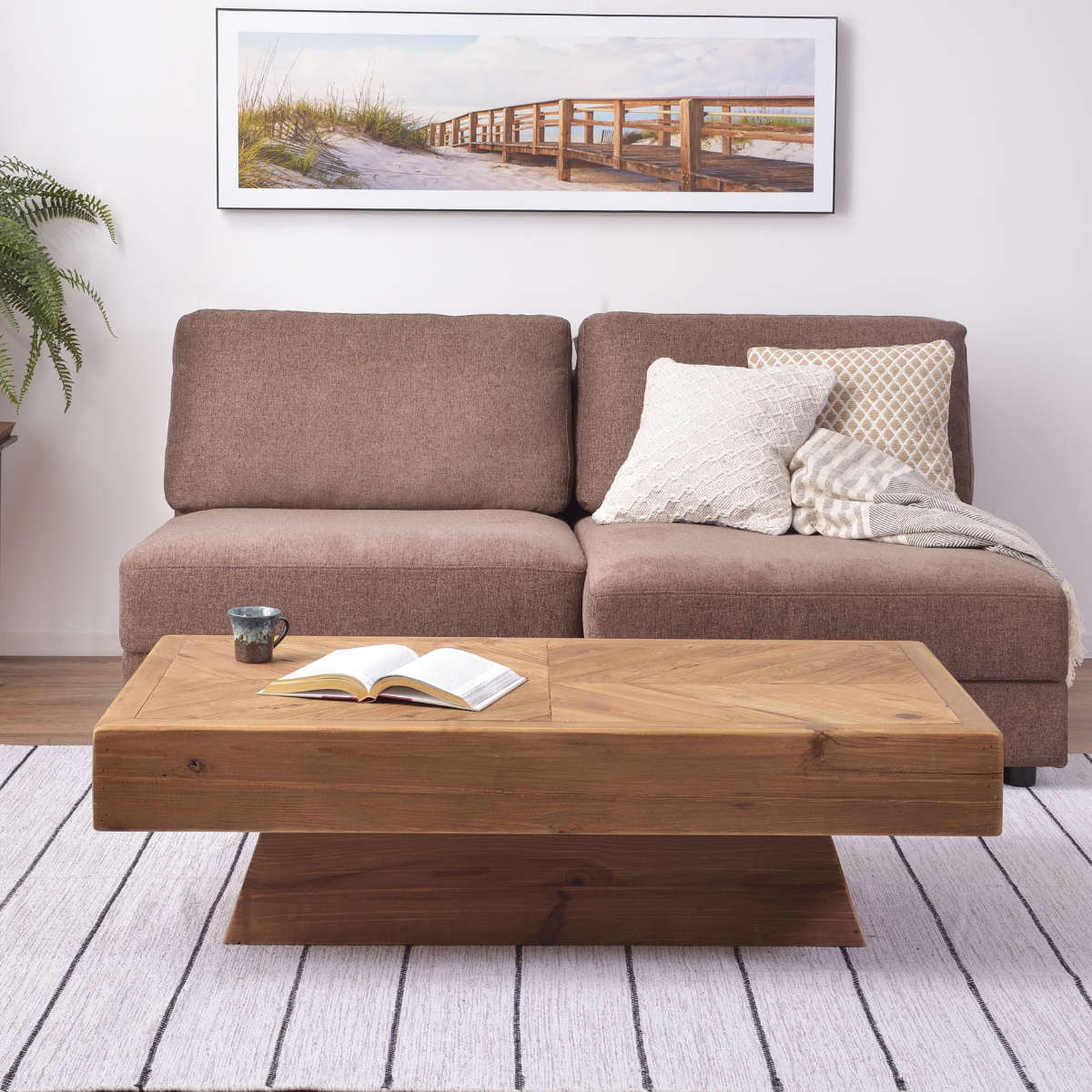 東谷 センターテーブル 幅125cm 木製 天然木 古材 ヘリンボーン