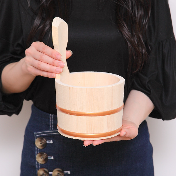 木製手桶 ゆ 片手湯桶 木製 手桶 桶 おけ 天然木 （ 手おけ お風呂 浴