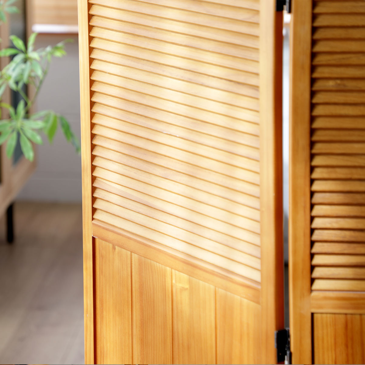 弘益 パーテーション 高さ135cm 3連 三つ折り 衝立 ココア 天然木