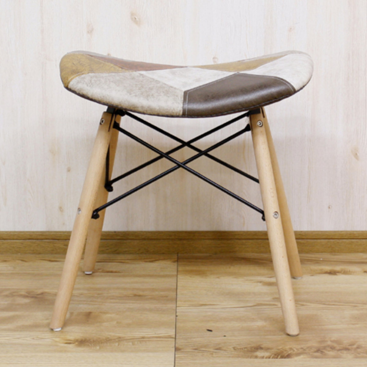 スツール 高さ45cm パッチワーク 木製 （ チェア イス 椅子 チェアー