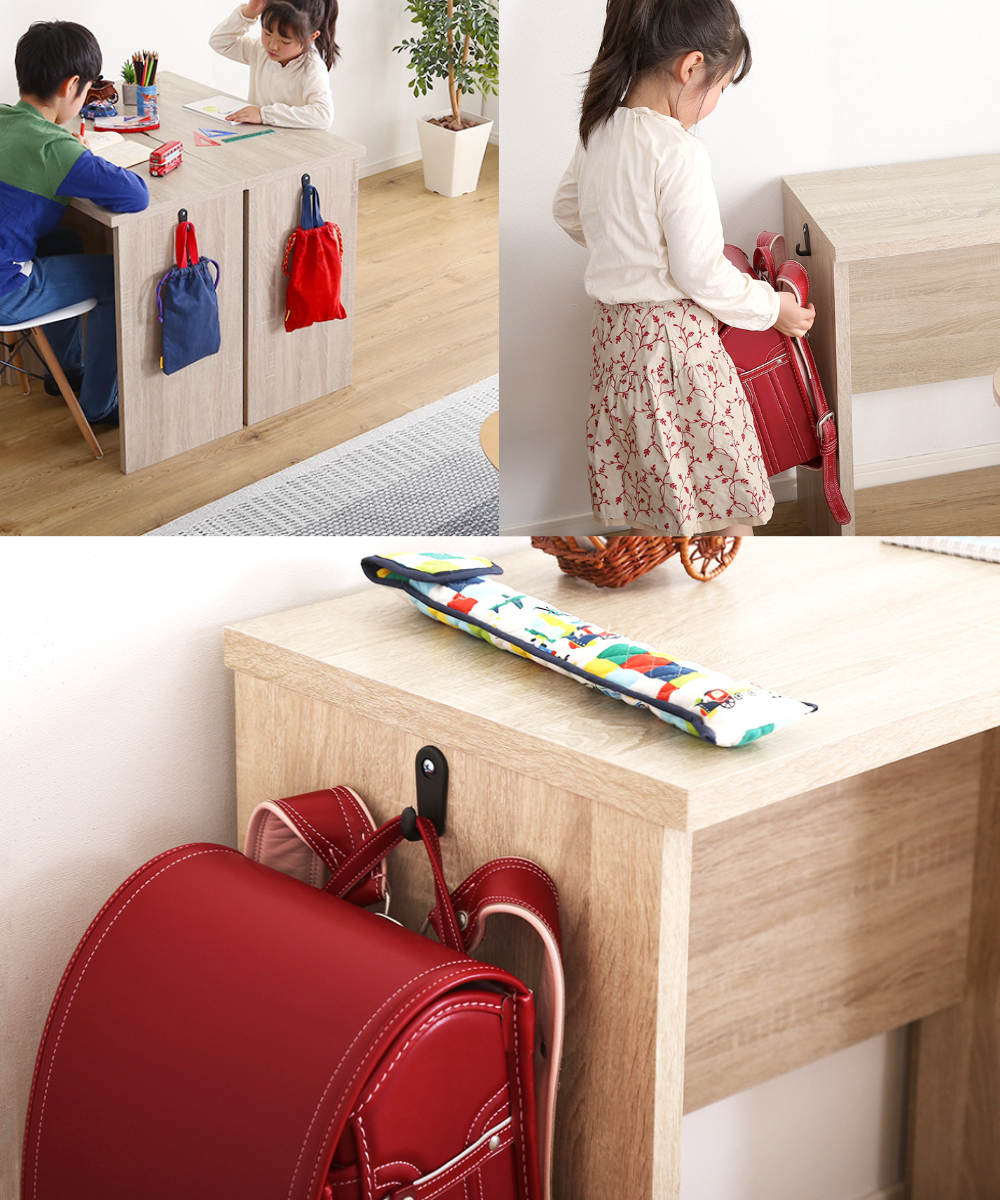 デスクセット デスク 幅60cm サイドラック 幅30cm 木目調 （ スリム