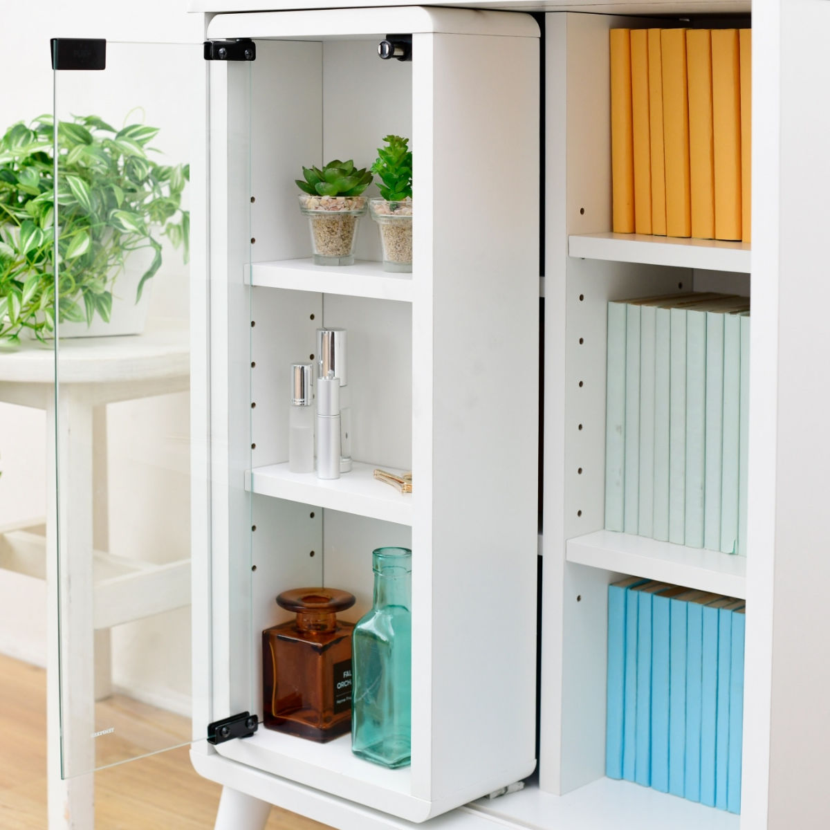 JK-PLAN（ジェイケイ・プラン） マガジンラック スライド収納 ガラス扉