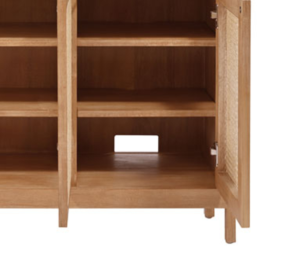 キャビネット ラタン チーク無垢材 KAGOME 120cm幅 （ 収納 棚 扉付き