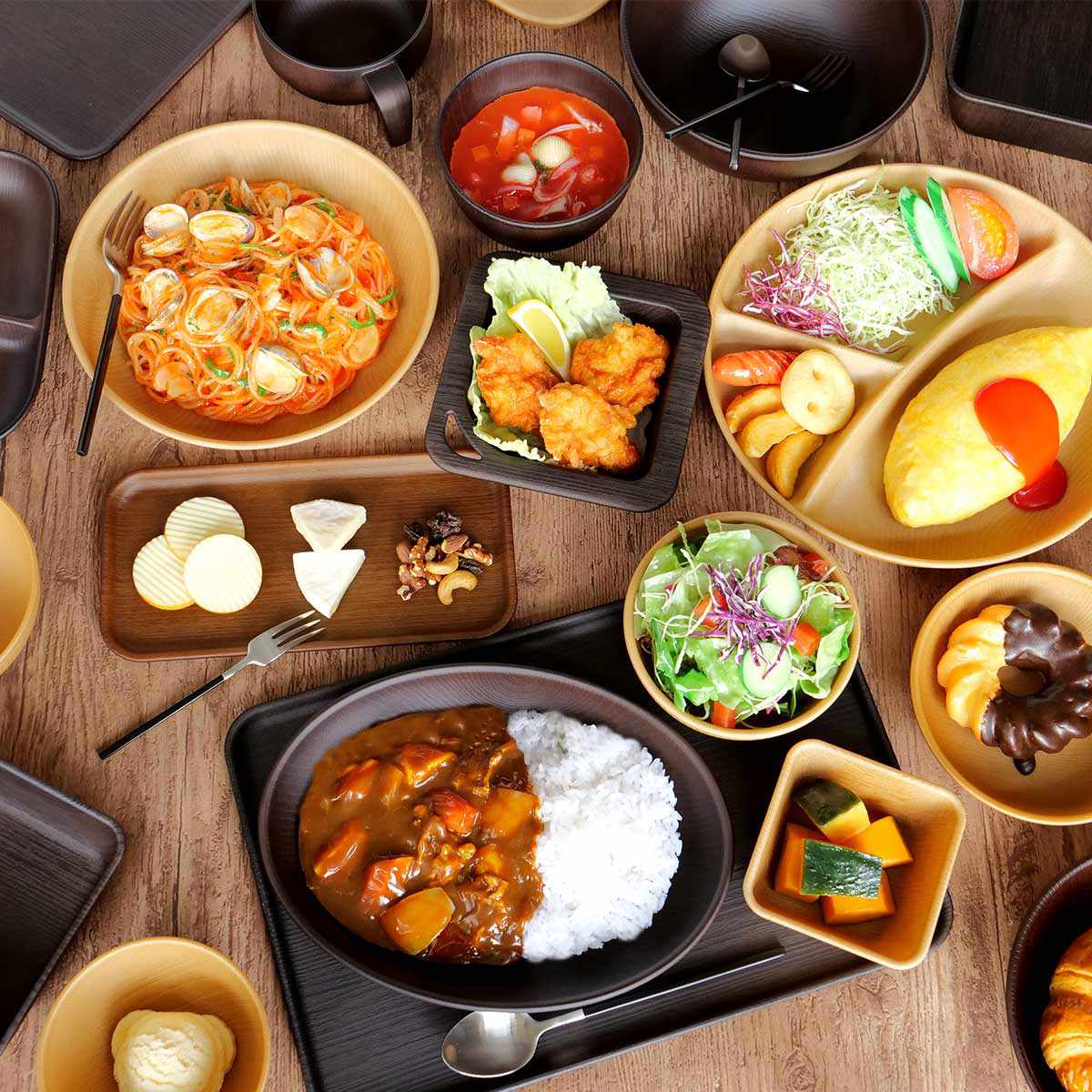 ランチプレート 21cm L スクエア Nhhome 木目調 プラスチック （ 食洗