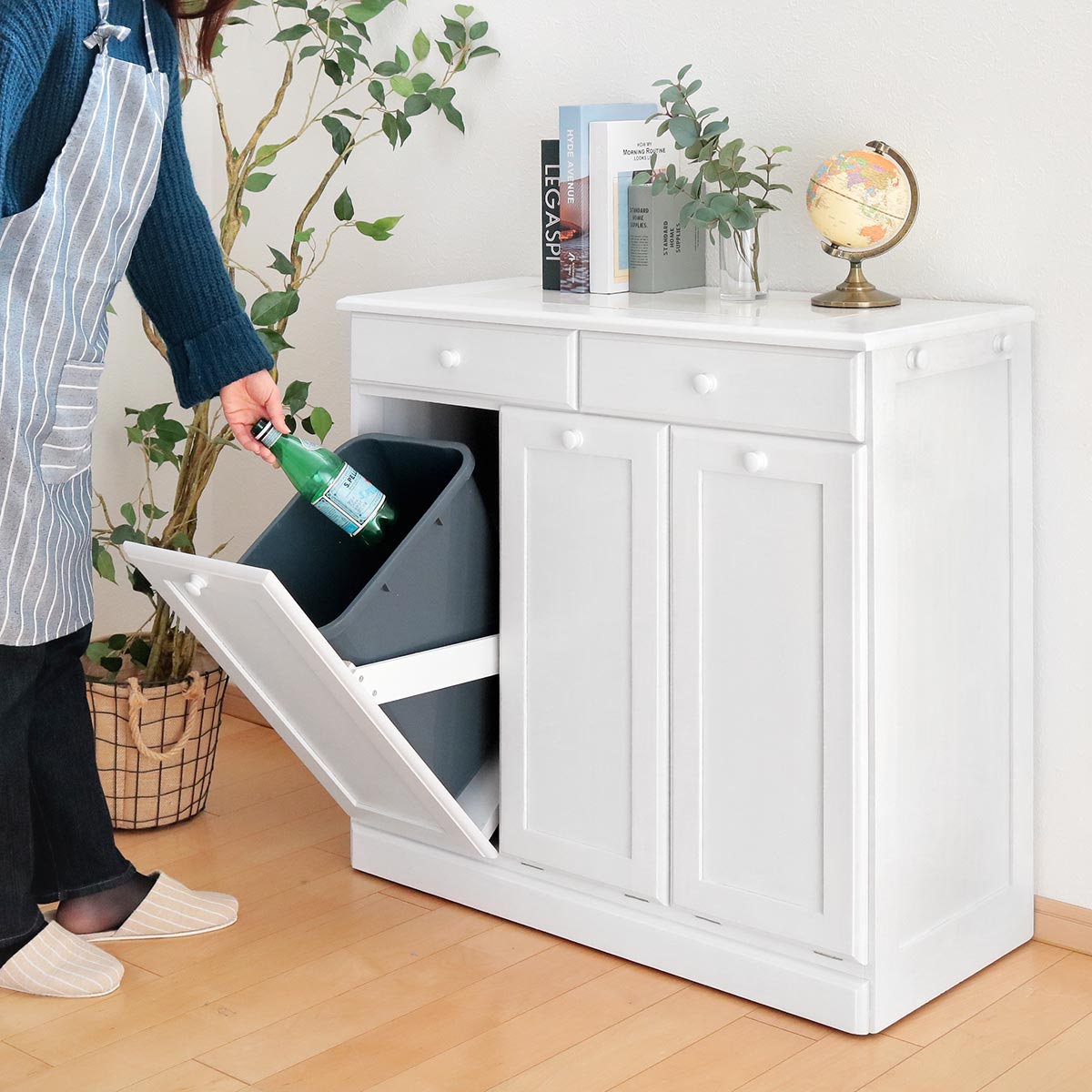 HAGiHARA（萩原） ゴミ箱 木製 75L 25L×3 家具調 （ ごみ箱 25リットル