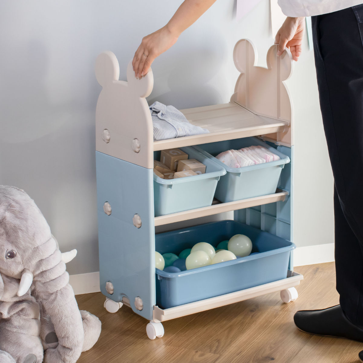 錦化成 おもちゃ 収納 ラック ミッキーマウス トイステーション