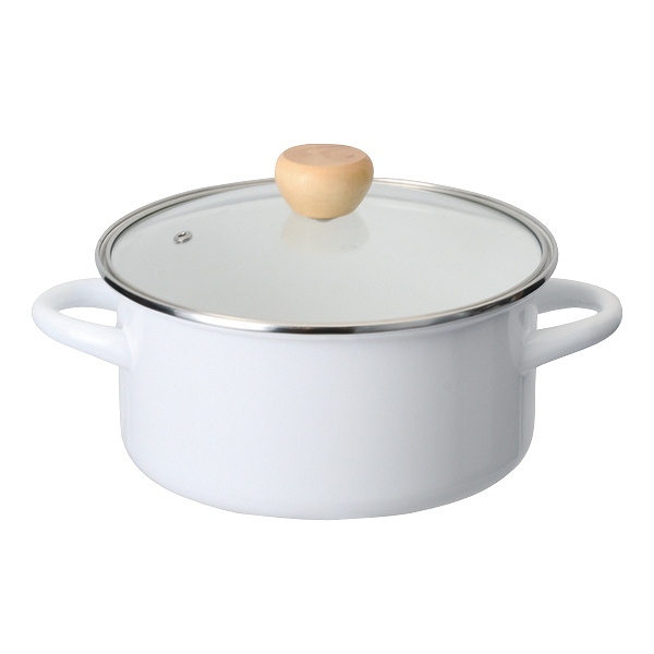 パール金属 両手鍋 20cm IH対応 ホーロー 蓋付き アミュレット （ ガス