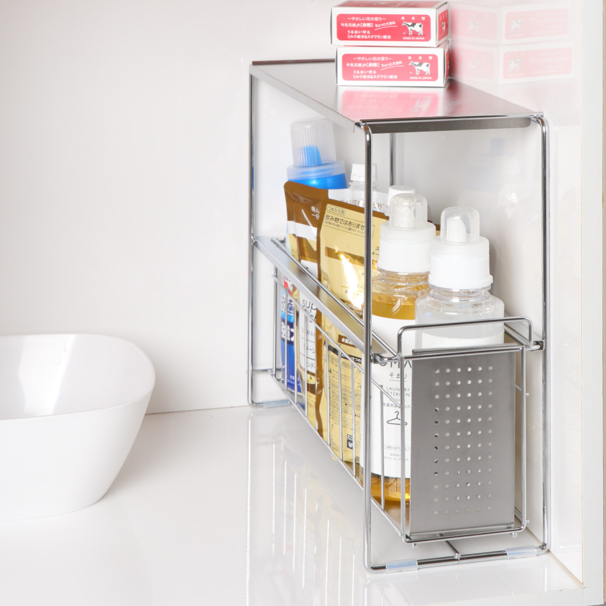 ヨシカワ シンク下収納 シンク下スライド収納 1段 幅15cm （ シンク下