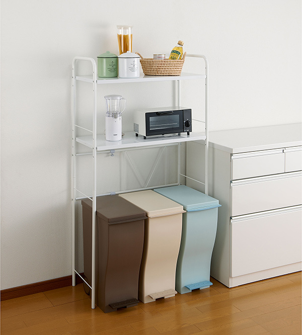 ゴミ箱上ラック 幅55〜85cm 伸縮式 調理家電ラック スチール製