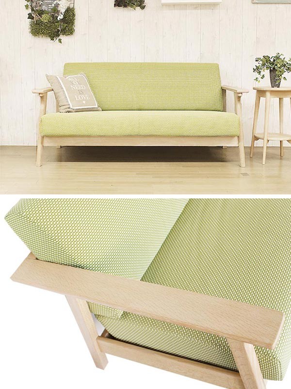 ソファ 2.5人掛け 北欧風 天然木フレーム オーク材 幅163cm （ 開梱