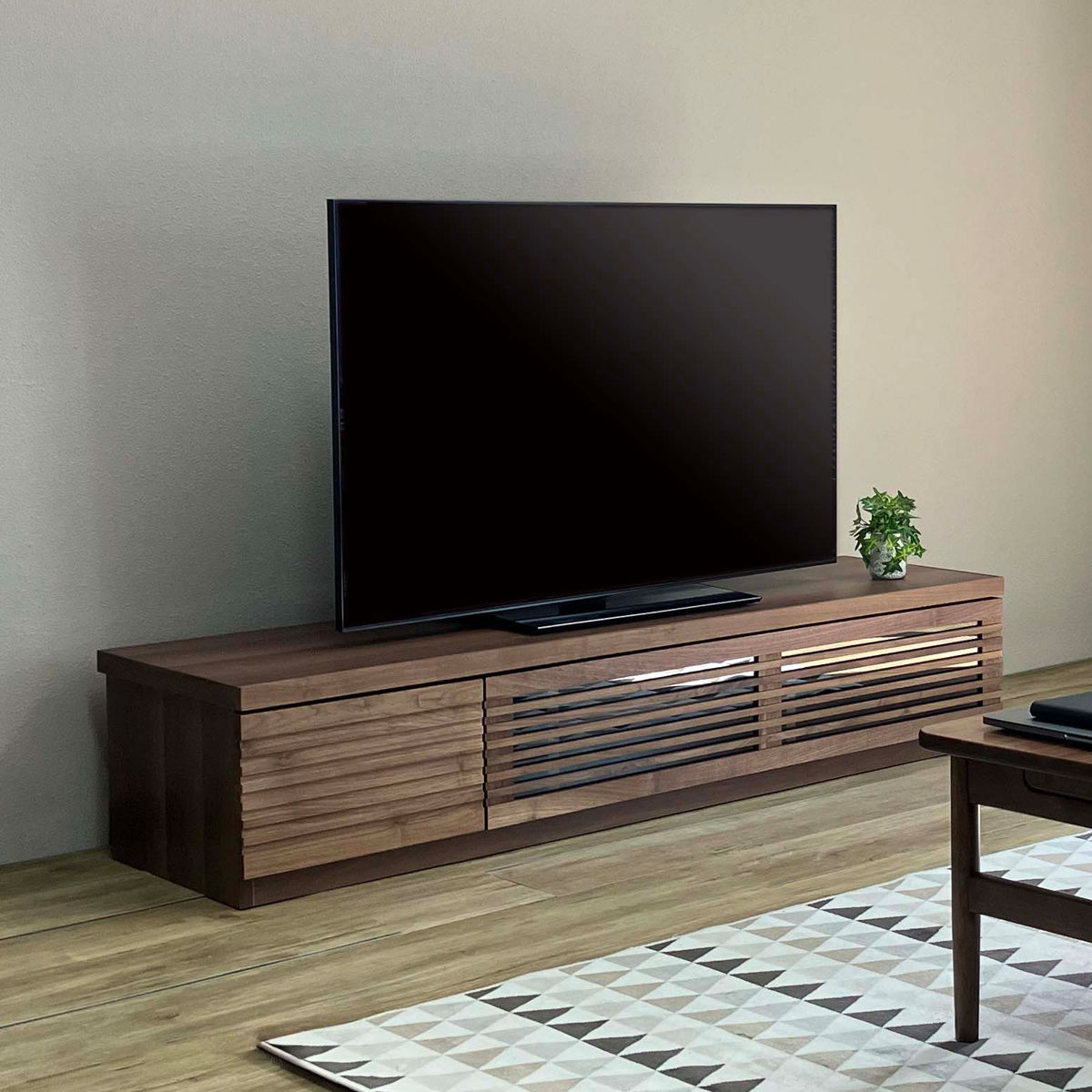 吉桂 テレビ台 幅150cm ローボード ルーバーデザイン 天然木前板 ROOK