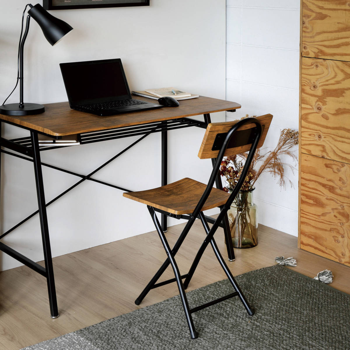 弘益 折りたたみチェア 2脚セット フォールディングチェア 座面高43cm