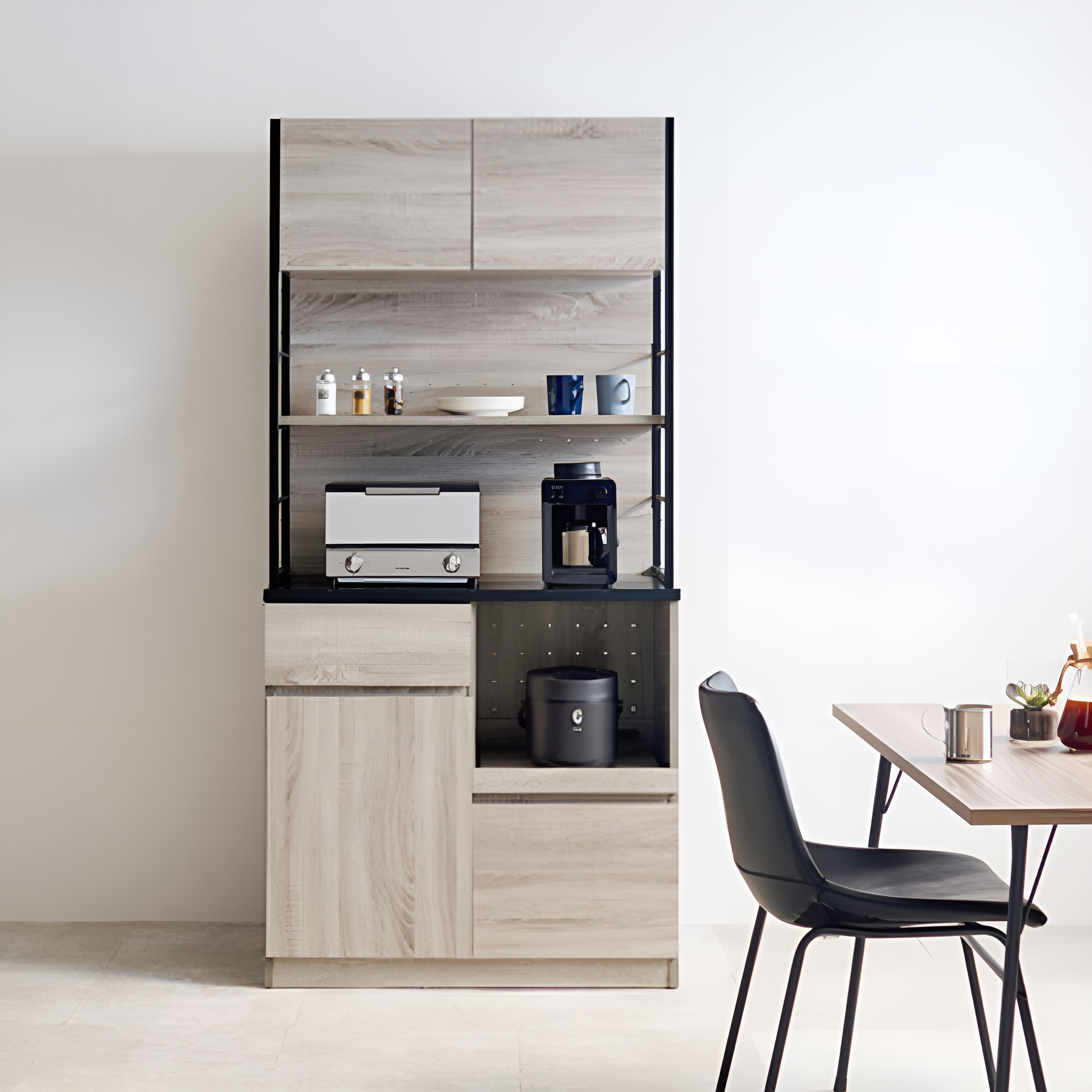 HAGiHARA（萩原） キッチンラック ハイタイプ ヴィンテージ調 家電収納