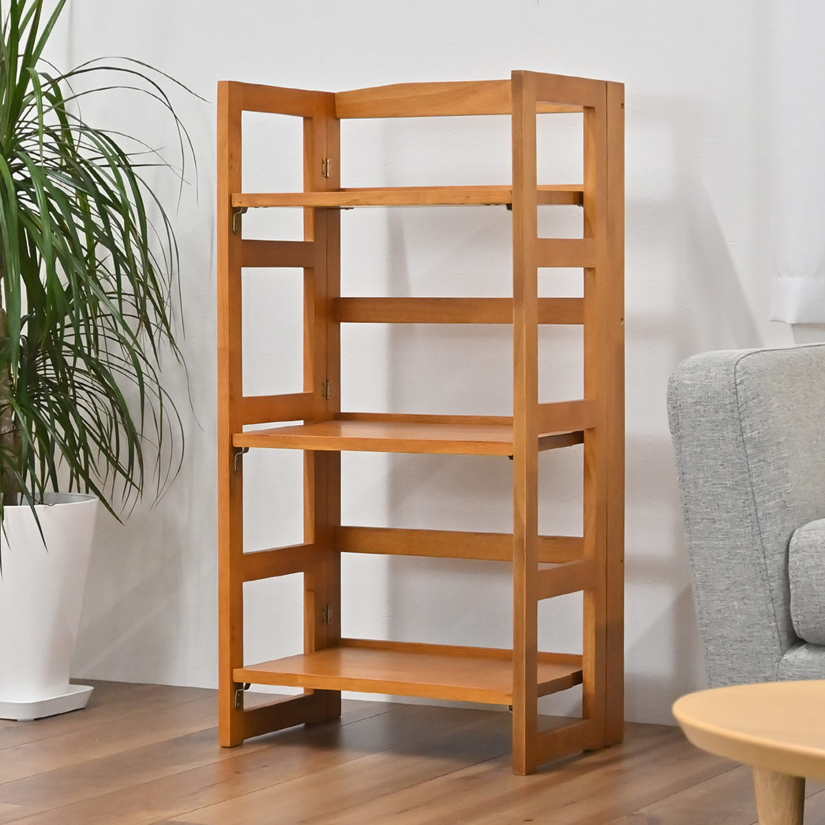 フクダクラフト オープンラック 3段 天然木 折りたたみ式 幅44cm