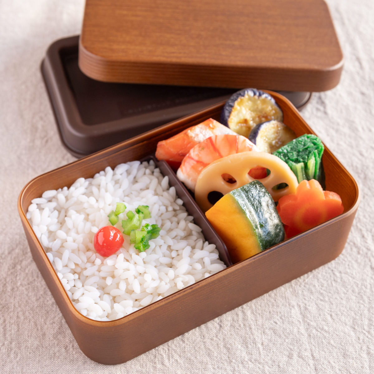 正和 お弁当箱 お米がくっつきにくい弁当箱 1段 600ml 木目長角弁当