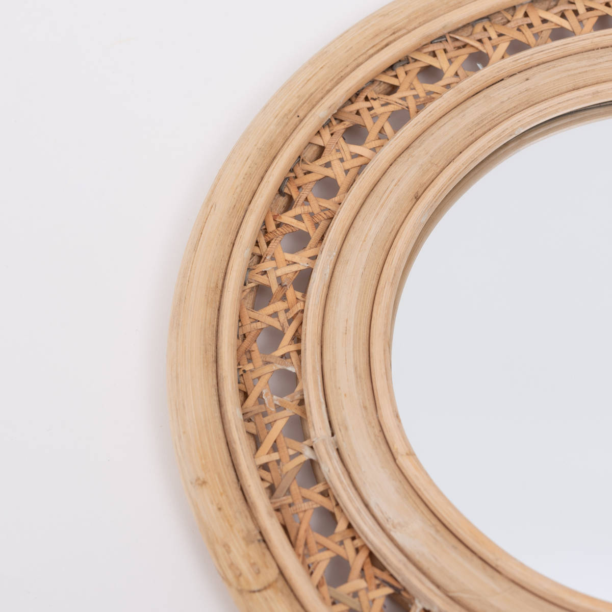 東谷 ウォールミラー ラタン スタンド付 27×24cm （ ミラー 壁掛け