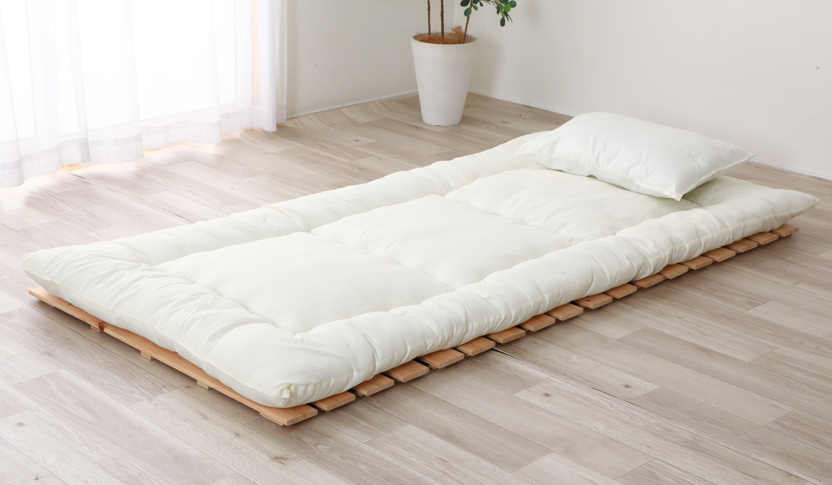 ロールすのこ ひのき シングル 簡単収納 天然木 日本製 （ 国産ひのき