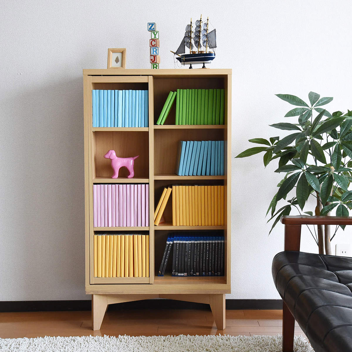 本棚 幅60cm 4段 スライド書棚 ボックスラックシリーズ （ 書棚