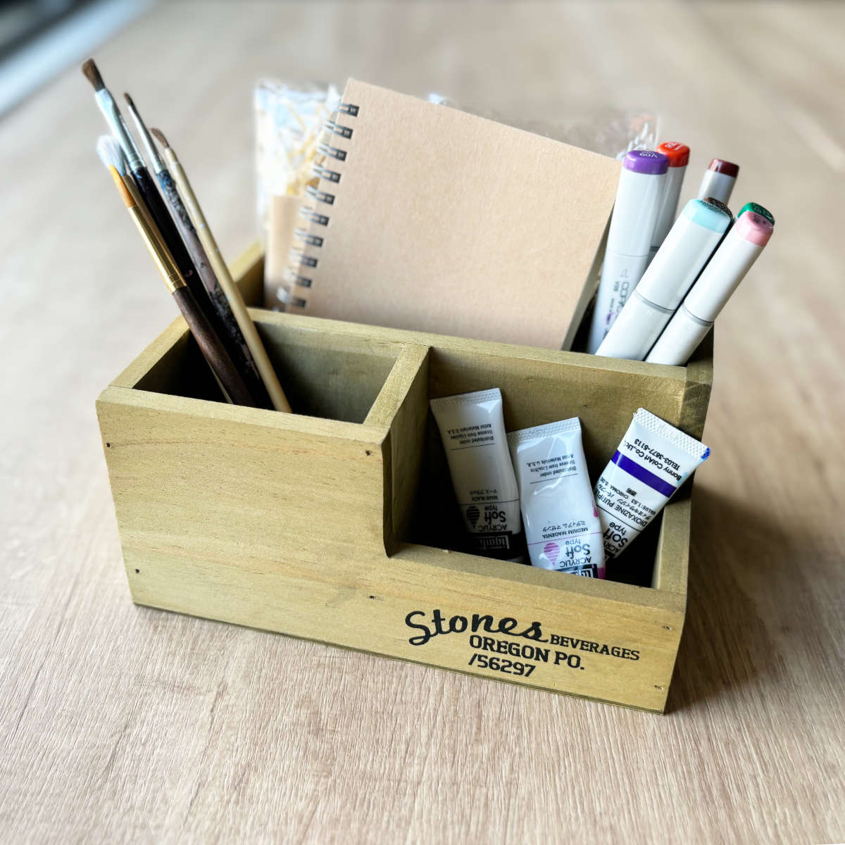 収納ボックス ポプラウッド デスクオーガナイザー 小物入れ （ 幅19.5