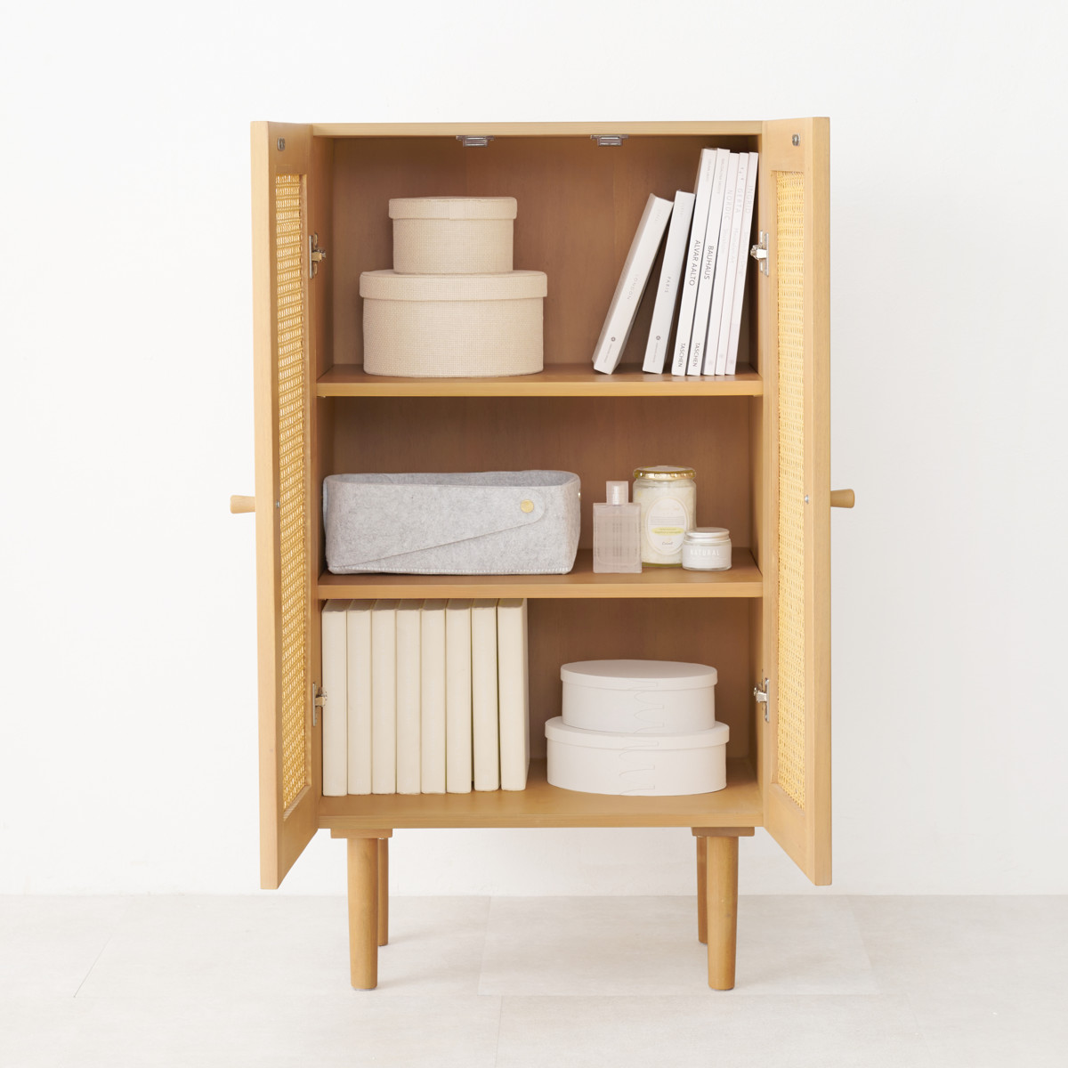 HAGiHARA（萩原） ラタン キャビネット 幅54cm 天然木 かごめ編み