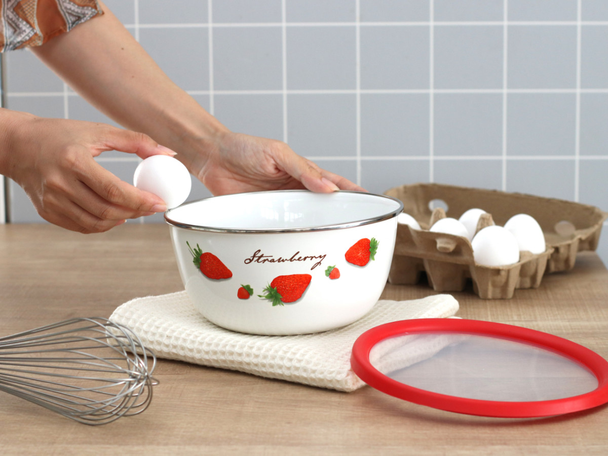 ミキシングボウル 18cm ストロベリーシリーズ 富士ホーロー （ Honey