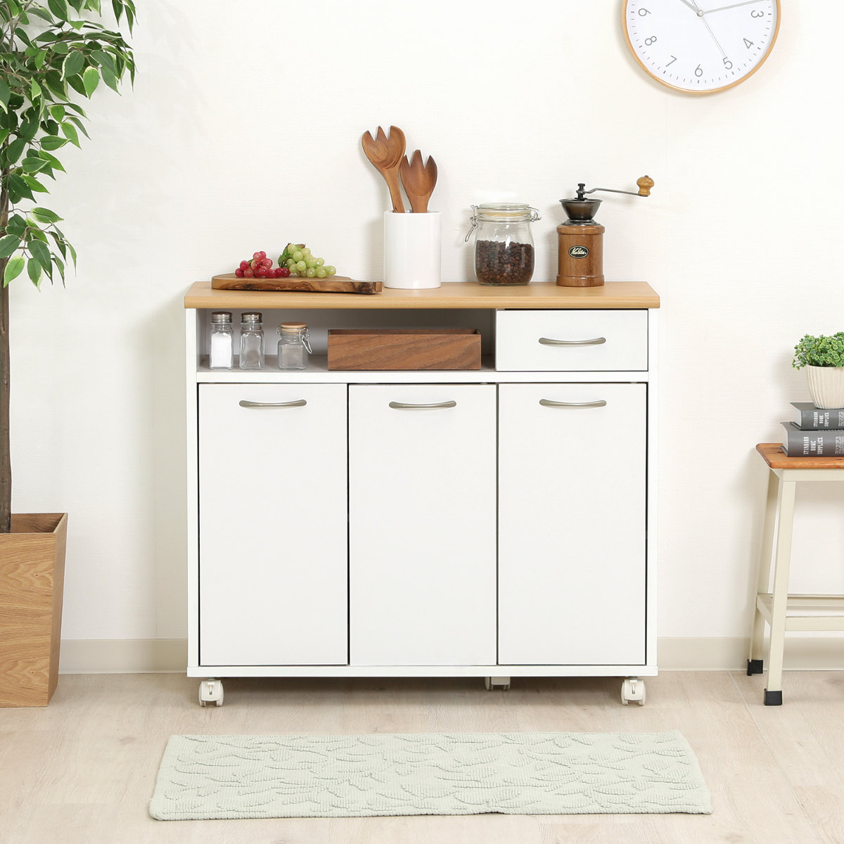 不二貿易（Fuji Boeki） キッチンカウンター 幅80cm 高さ70cm 北欧風