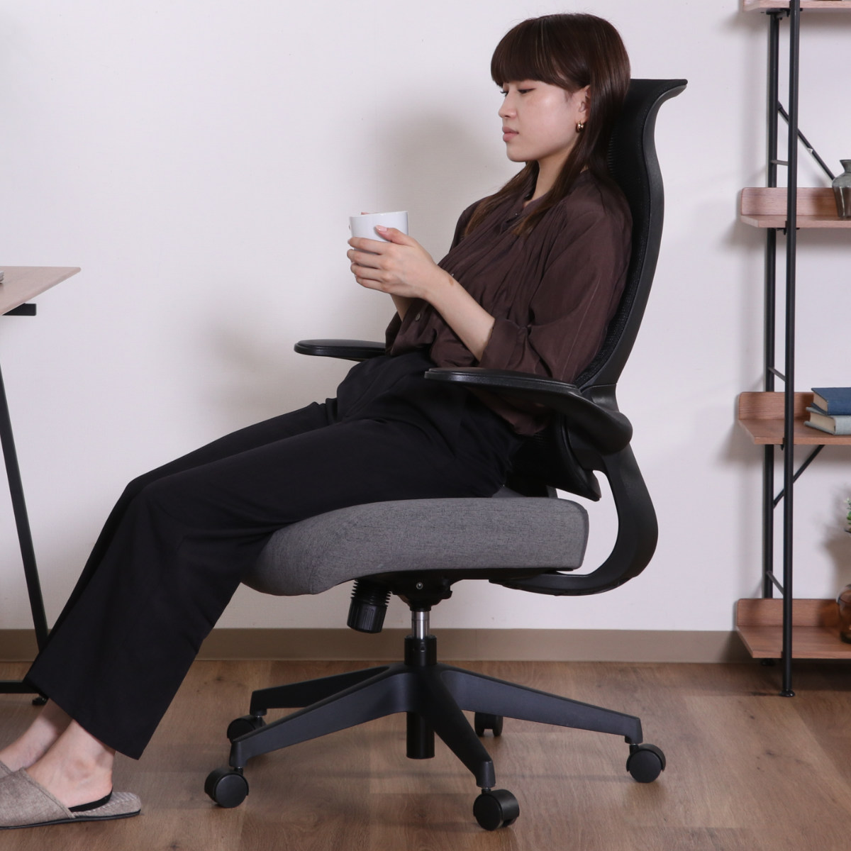 不二貿易（Fuji Boeki） ワークチェア 座面高43.5〜51cm ハイバック