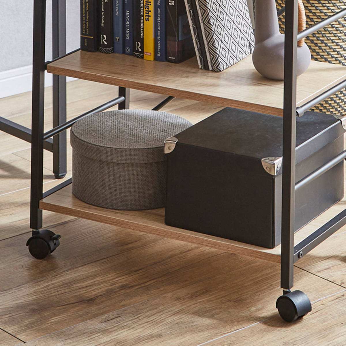 ワゴン 高さ69cm 3段 木製 アイアン （ カート キャスター付 収納