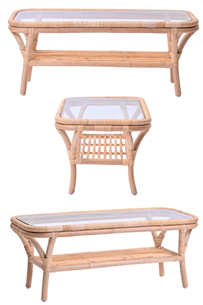 センターテーブル ラタン 幅100cm ガラス天板 完成品 Breeze （ ラタン