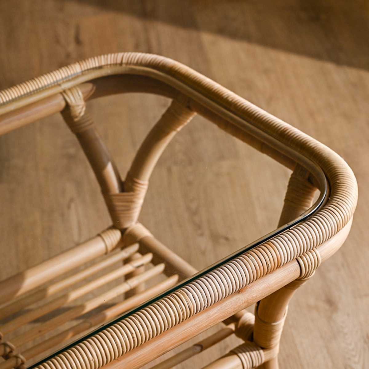 センターテーブル ラタン 幅100cm ガラス天板 完成品 Breeze （ ラタン