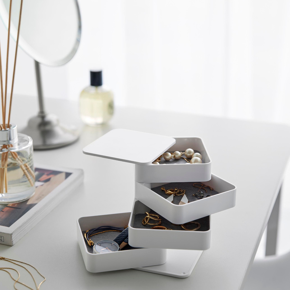 tower 山崎実業 アクセサリートレー タワー 4段 スクエア