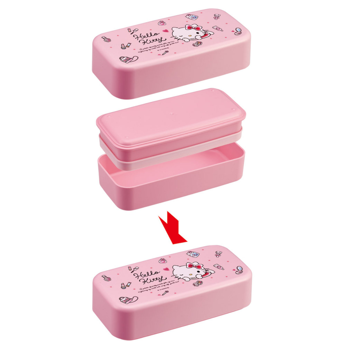 スケーター 弁当箱 2段 1L カトラリー付ランチボックス キティ 水彩