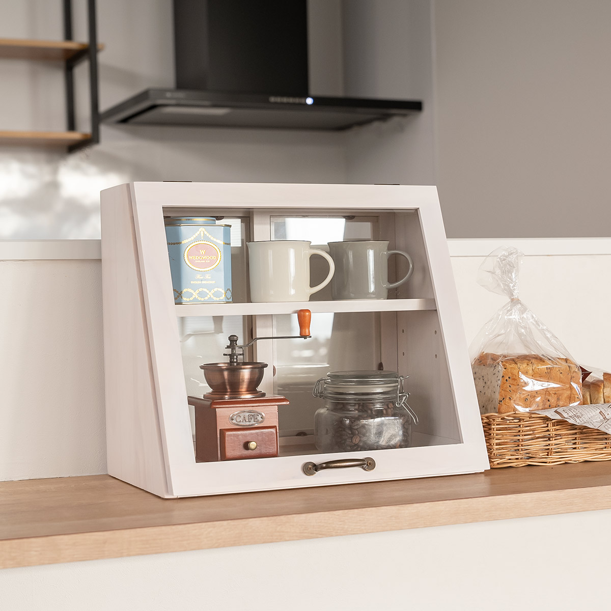 HAGiHARA（萩原） ガラスケース 幅40cm 2段 カウンター上収納 可動棚