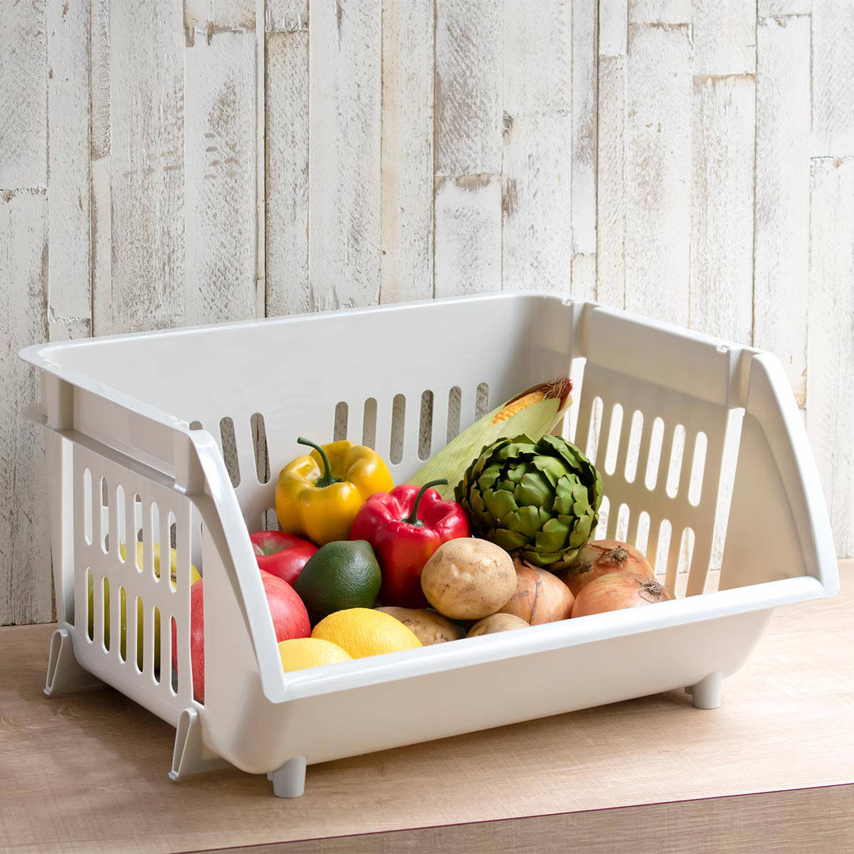 平和工業 収納バスケット 積み重ねバスケット 5個セット （ バスケット