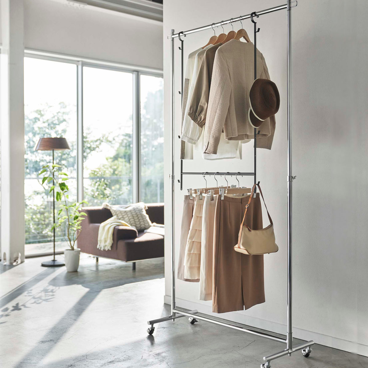 山崎実業 smart 伸縮収納力アップ2段ハンガー スマート