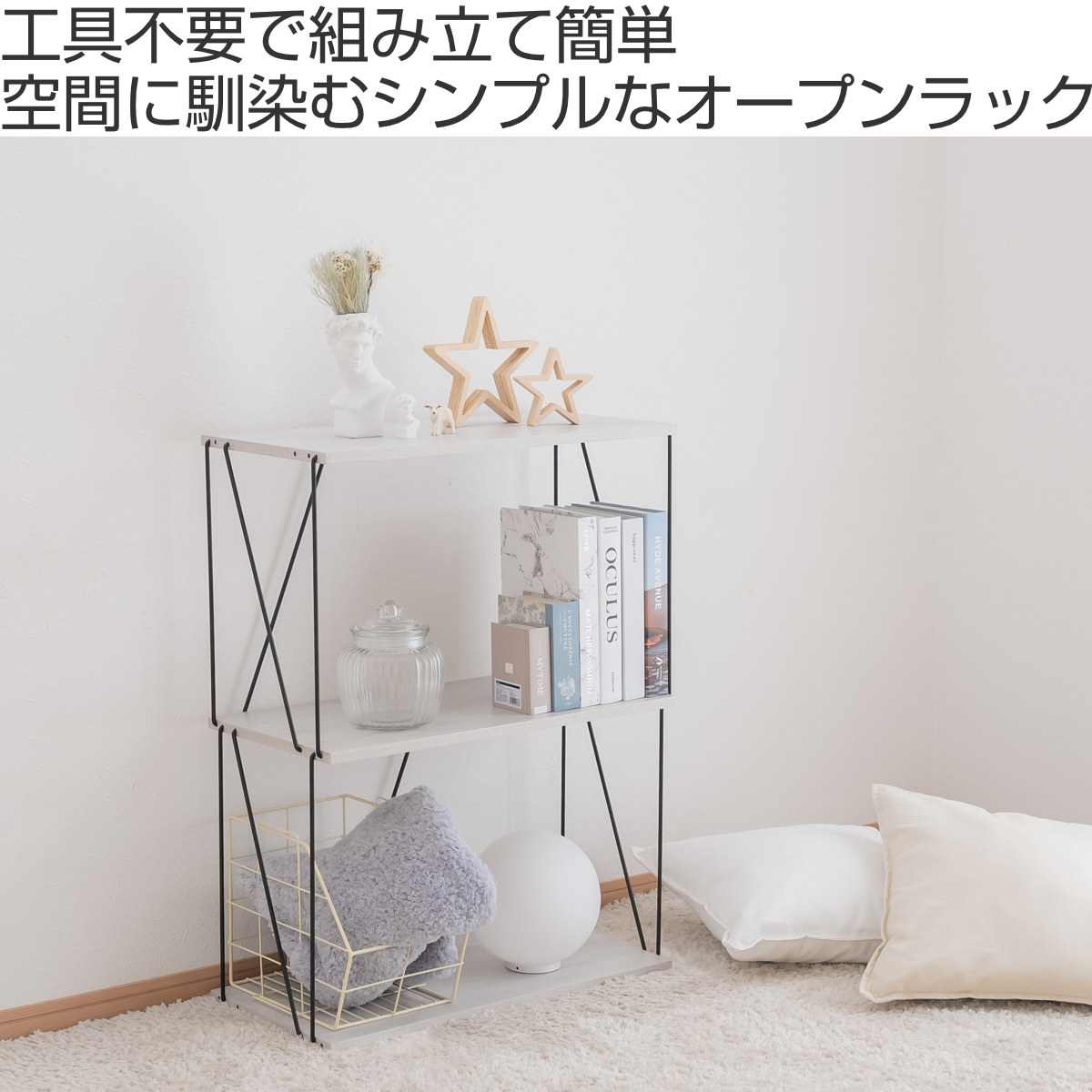 不二貿易（Fuji Boeki） EZBO ワイヤーラック 3段 幅61cm 工具不要