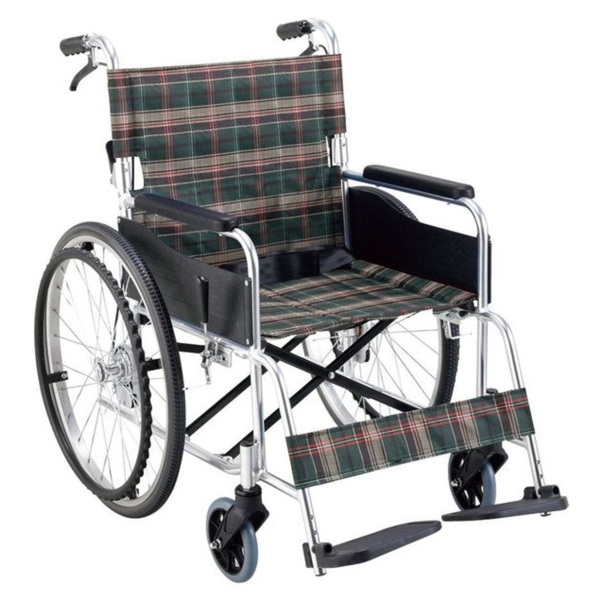 マキテック 車いす ワイドタイプ 自走式 背折れタイプ 座面幅46cm