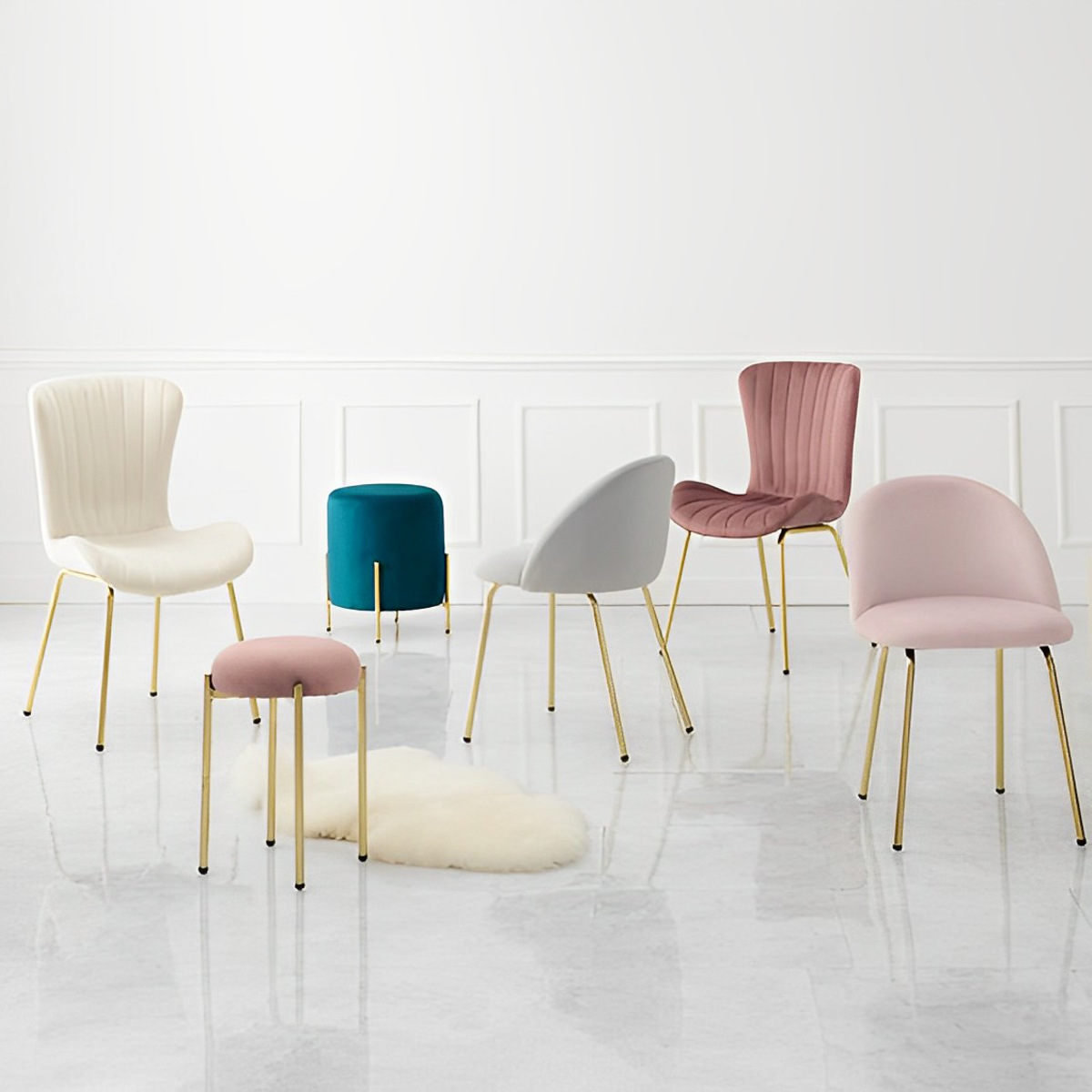 HAGiHARA（萩原） ダイニングチェア 座面高46cm ベロア調 （ チェア