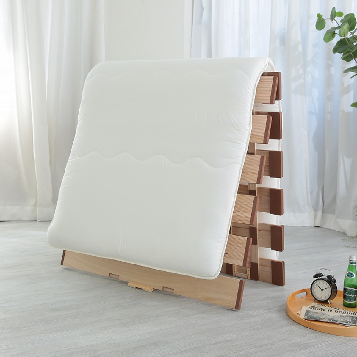 OSMAC すのこベッド 2つ折れ式 シングル 薄型軽量 天然木 （ スノコ