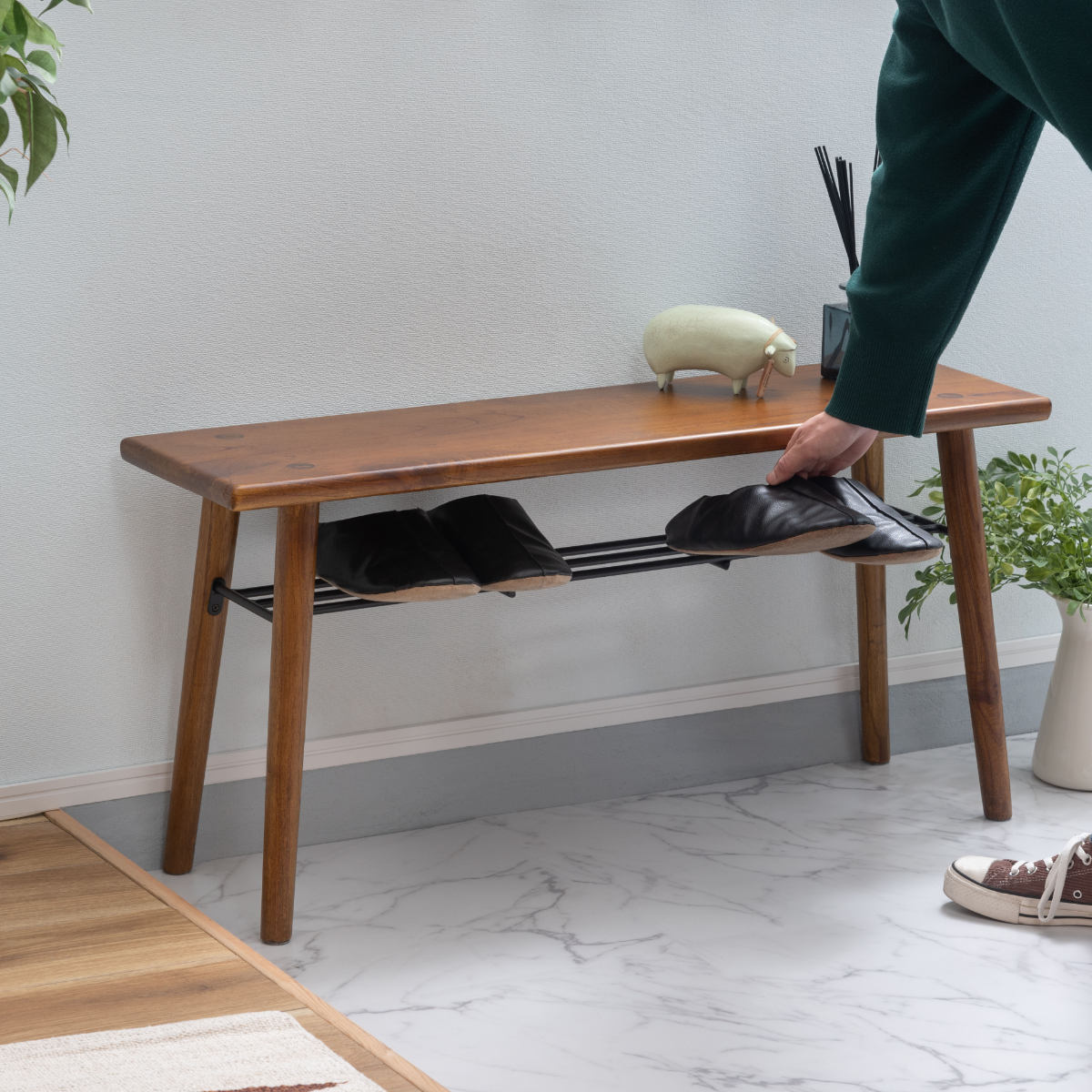 東谷 ベンチ 幅95cm 玄関 天然木 （ ダイニングベンチ 椅子 いす