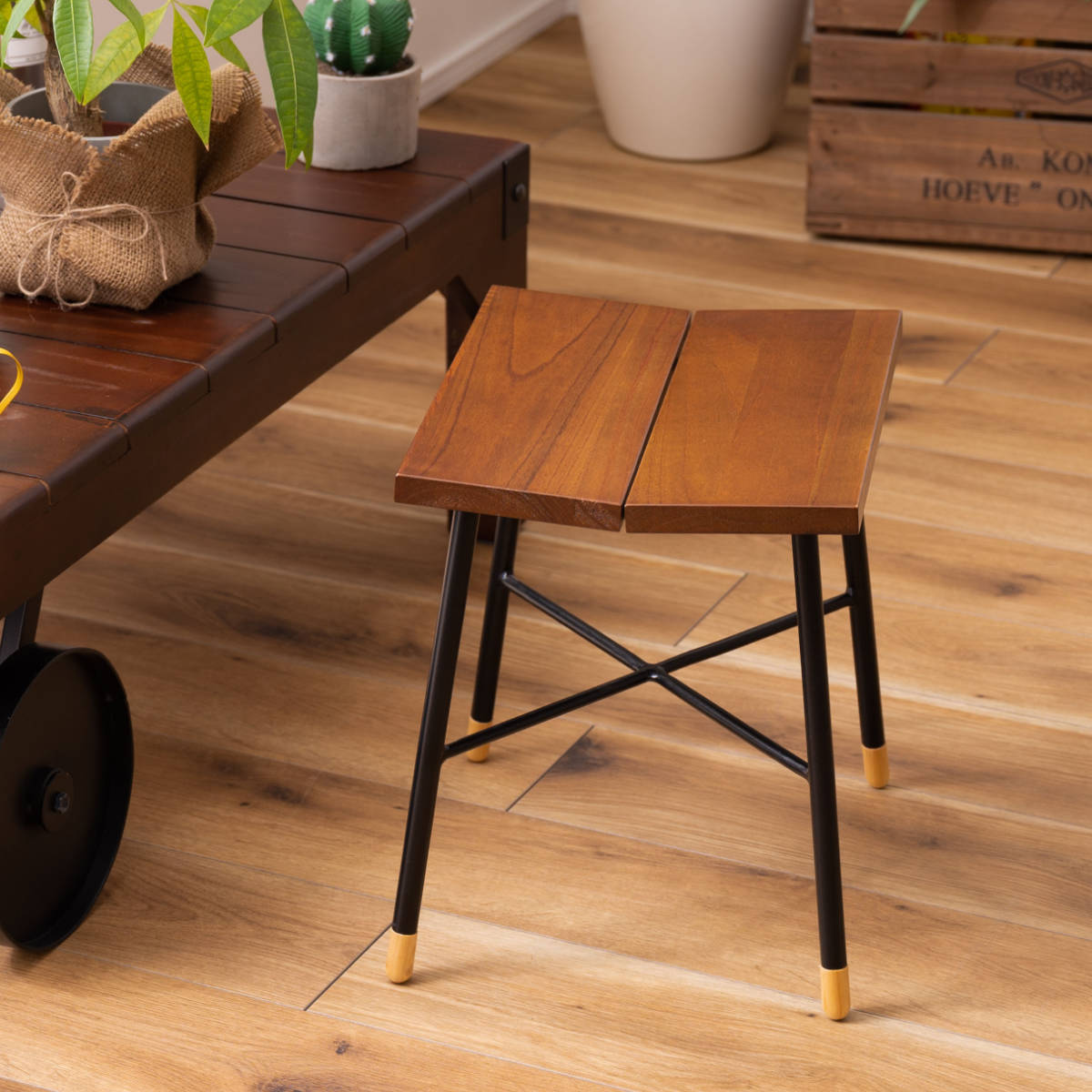 東谷 スツール 座面高35cm 木製 北欧 2脚セット （ 椅子 いす イス